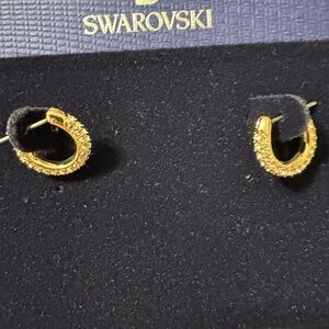 Swarovski Gold Crystal Hoop Earrings